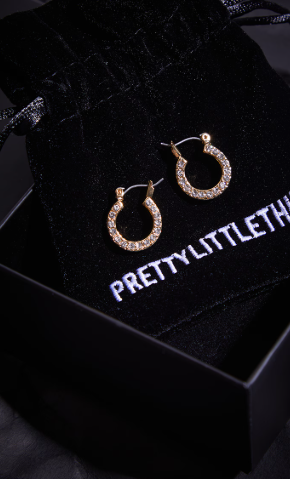 Real Gold Plated Diamante Mini Hoop Earrings