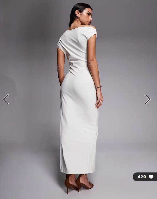 The Frolic exclusive asymmetric off shoulder maxi dress in cream