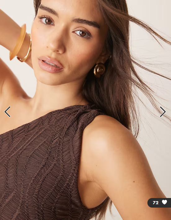 ASOS DESIGN textured one-shoulder top with asymmetric hem and ruching detail in chocolate