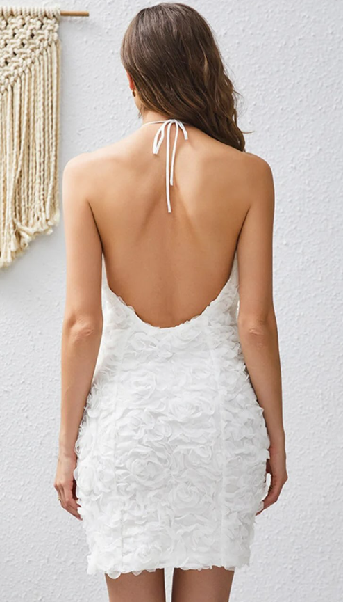 OhPolly-Floral Halterneck Backless Short Dress