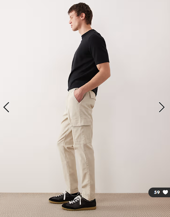 ASOS DESIGN slim pull on cargo trousers in beige