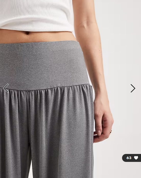 ASOS DESIGN wide waistband slouchy trouser co-ord with button detail in grey marl
