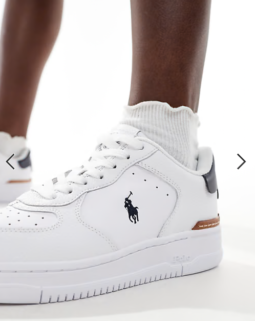 Polo Ralph Lauren masters court leather trainer with logo in white