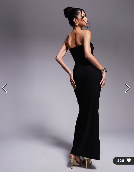 Fashionkilla exclusive slinky double sculpted bandeau maxi dress in black
