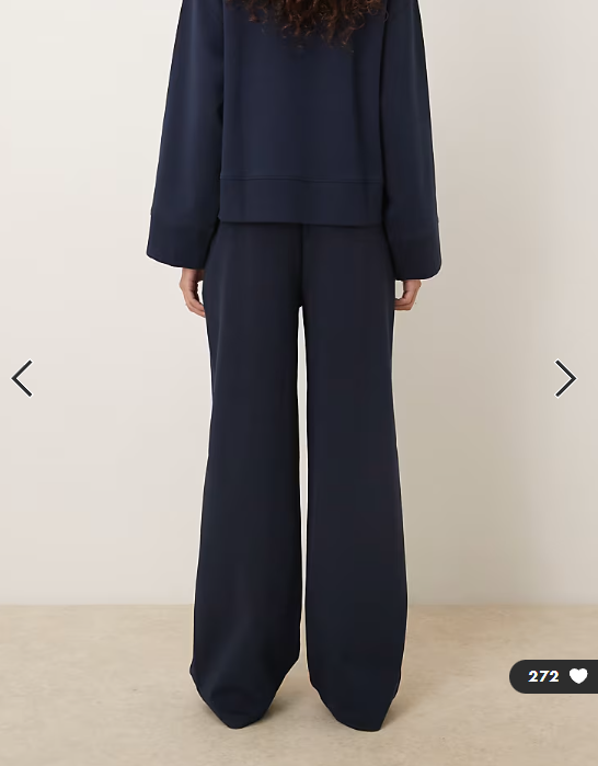 ASOS DESIGN interlock wide leg trouser in navy