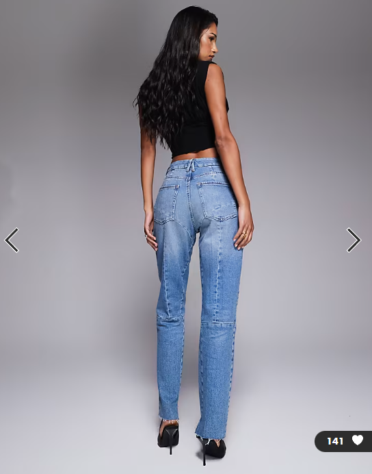 Good American good icon straight jeans in mid blue wash