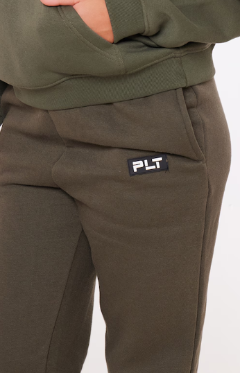 Khaki Badge Logo Detail Straight Leg Joggers