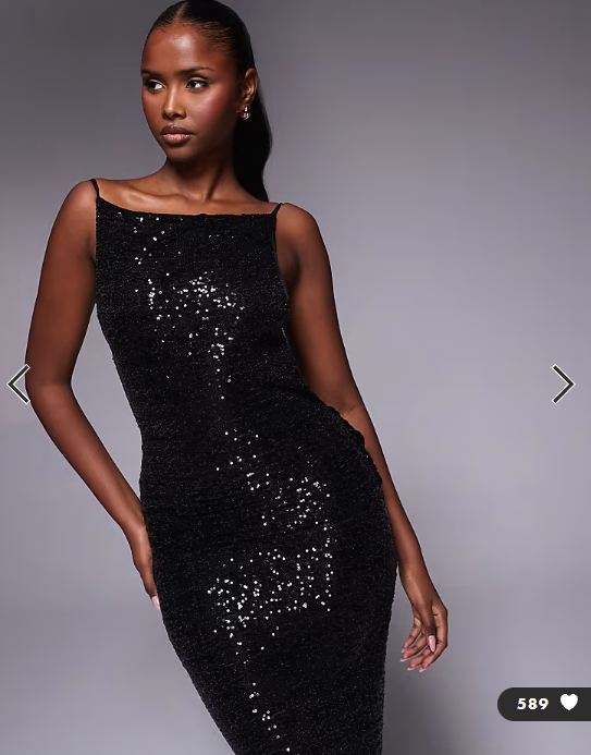 ASOS DESIGN sequin sleeveless with open back with sash detail maxi dress in black