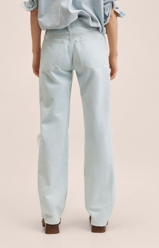 Mango - High-waist straight jeans