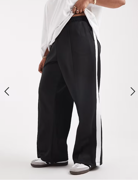 Asos - Noisy May Curve straight leg jersey trouser in black with white side stripe