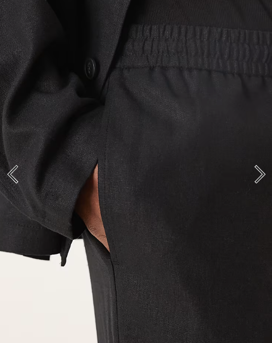 ASOS DESIGN wide leg pull on suit trousers in black twill
