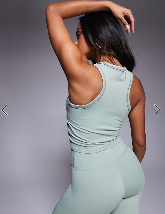 Nike One Training Dri-FIT Gym Life Swoosh fitted cropped vest in khaki