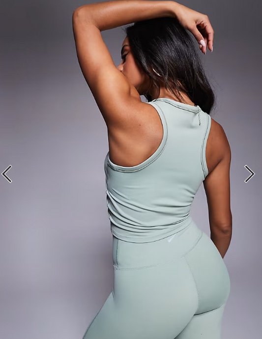 Nike One Training Dri-FIT Gym Life Swoosh fitted cropped vest in khaki