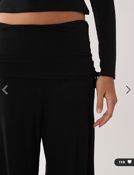 ASOS DESIGN fold back ruched co-ord trousers in black