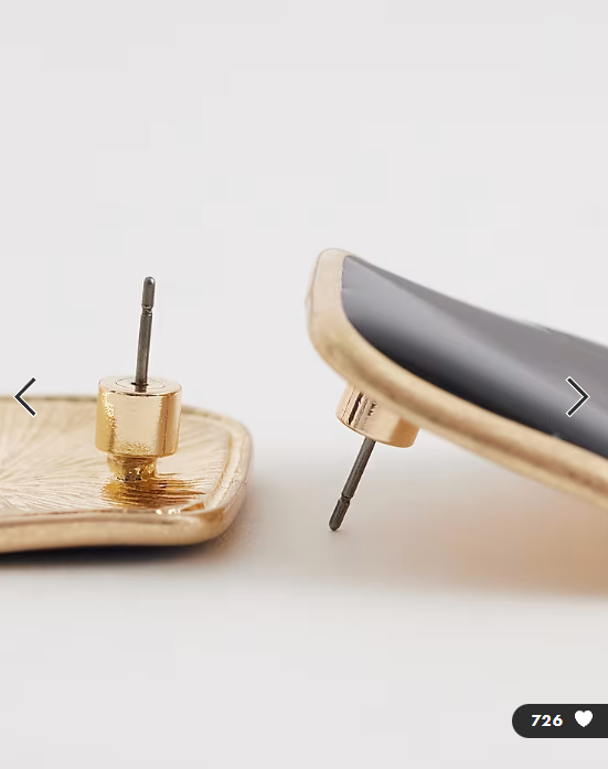 ASOS DESIGN studs with black resin stone detail in gold tone