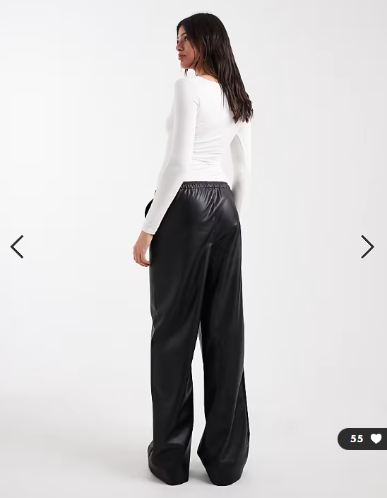 Vero Moda Tall tie waist wide leg faux leather trouser in black