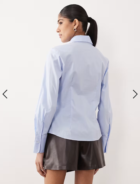 Mango cotton rich classic shirt in pale blue