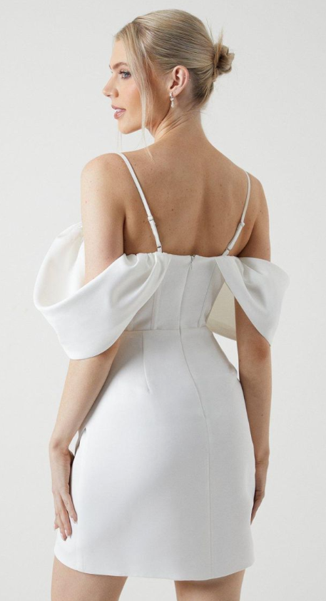 Drape Detail Satin Hen Mini Dress With Boning