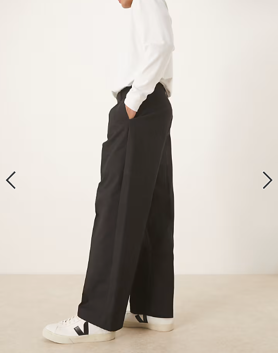 ASOS DESIGN tailored 100% cotton wide leg trousers in black with deep pleat