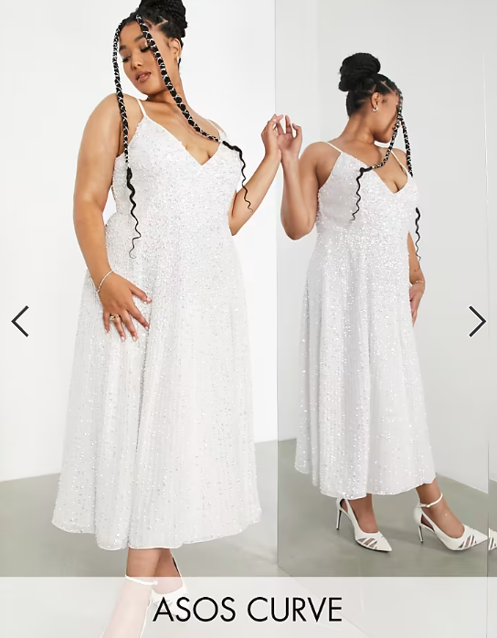 ASOS DESIGN Curve Eva embellished cami midi wedding dress