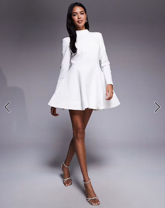 Bardot Zephyra long sleeve mini dress in white