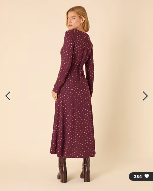 Nobody's Child Delilah square neck midi dress in plum polka dot