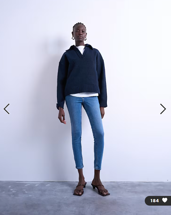 Topshop Jamie high rise skinny jeans in mid blue