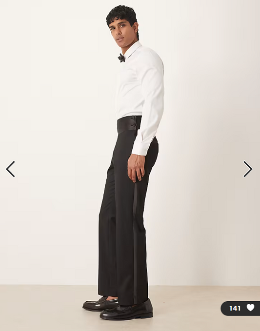 ASOS DESIGN straight tuxedo suit pants with cummerbund waistband in black