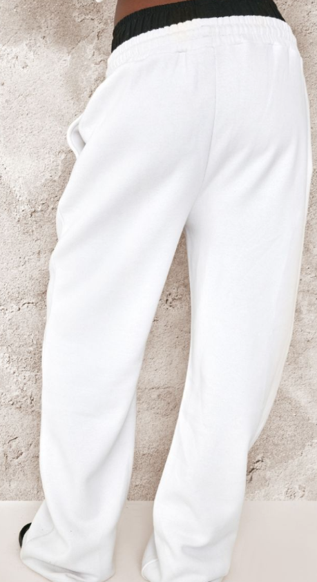 Tall White Double Waistband Wide Leg Jogger