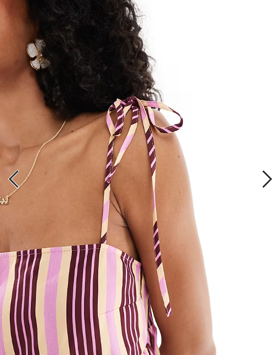 ASOS DESIGN tie shoulder peplum co-ord cami in stripe