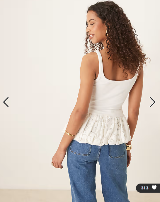 ASOS DESIGN bubble lace hem tank top in white