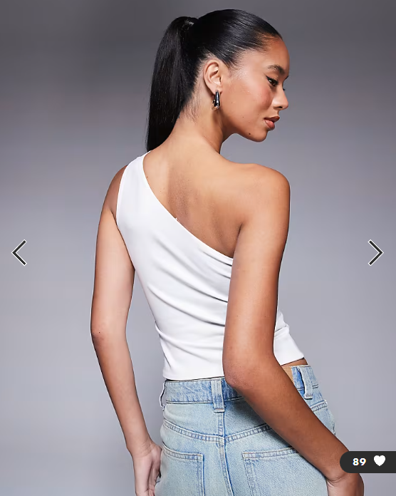 ASOS DESIGN double layer one shoulder top with strap detail in white