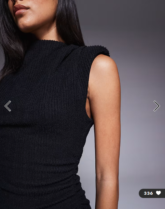 ASOS DESIGN boucle sleeveless shoulder pads ruched midi dress in black