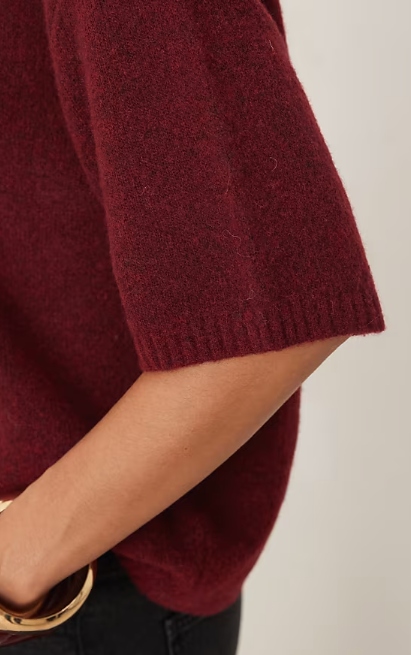 ASOS DESIGN relaxed knitted wool and alpaca tshirt in plum