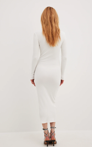 V-Neck Ribbed Midi Dress