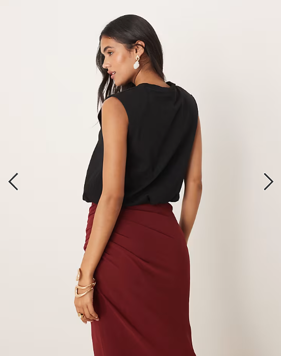 Mango sleeveless bubble hem top in black