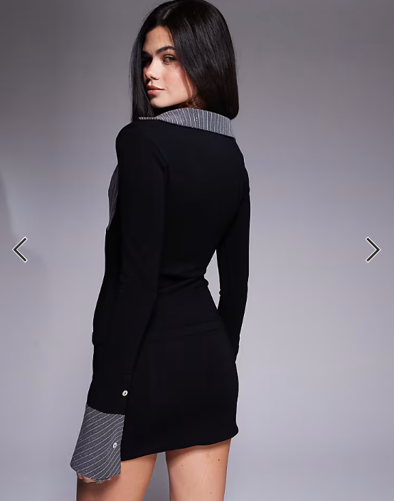 I.AM.GIA Sharah contrast shirt buckle waist detail mini dress in black