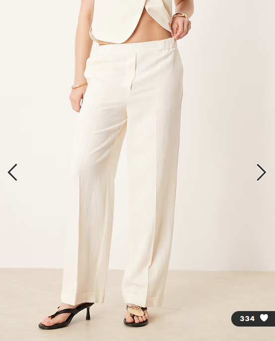 ASOS DESIGN tailored straight leg trousers with linen co-ord in ivory