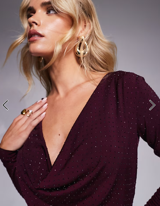TFNC Petite cowl neck embelished maxi dress with thigh split in cherry