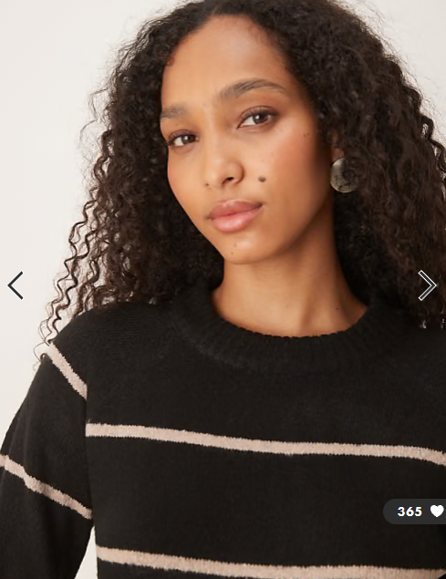 Brave Soul knit crew neck sweater in black and beige stripe