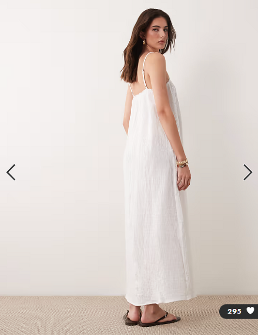 JDY Petite cheesecloth sleeveless maxi dress in white