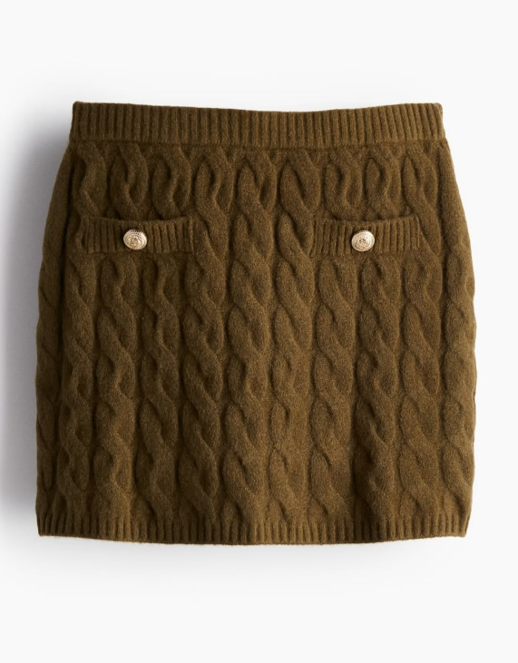 CABLE-KNIT MINI SKIRT