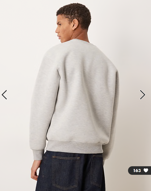 ASOS DESIGN heavyweight oversized crew sweatshirt in scuba-style fabric in grey marl - LGREY