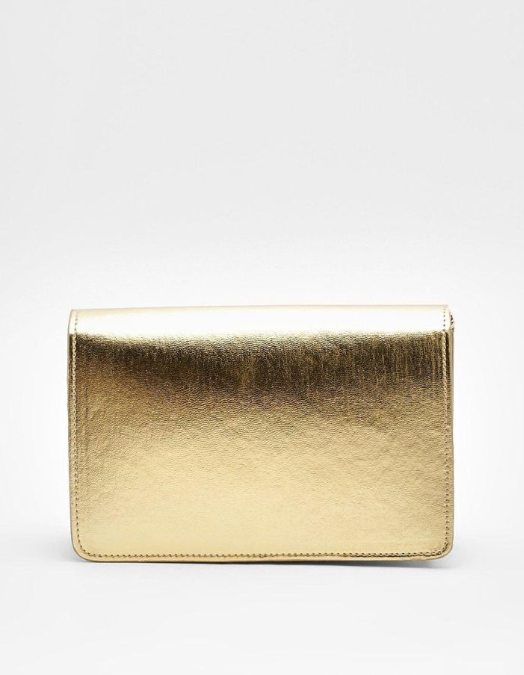 Boohoo Metallic Cross Body Bag - gold