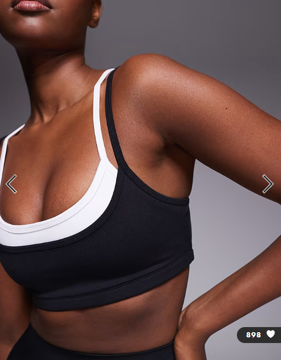 4505 soft touch double layer strappy sports bra with removable padding in black and white