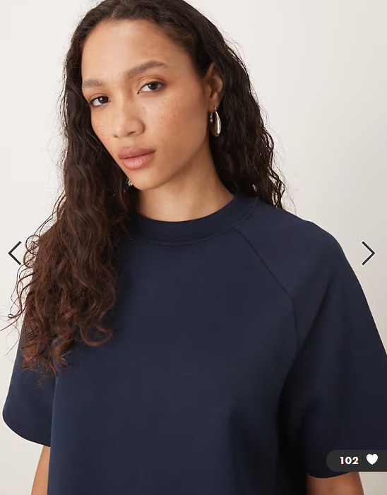 ASOS DESIGN co-ord interlock raglan t-shirt in navy