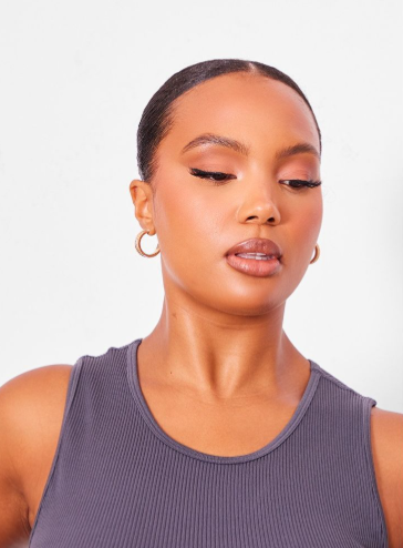 Plus Charcoal Structured Contour Sleeveless Ribbed Crop Top