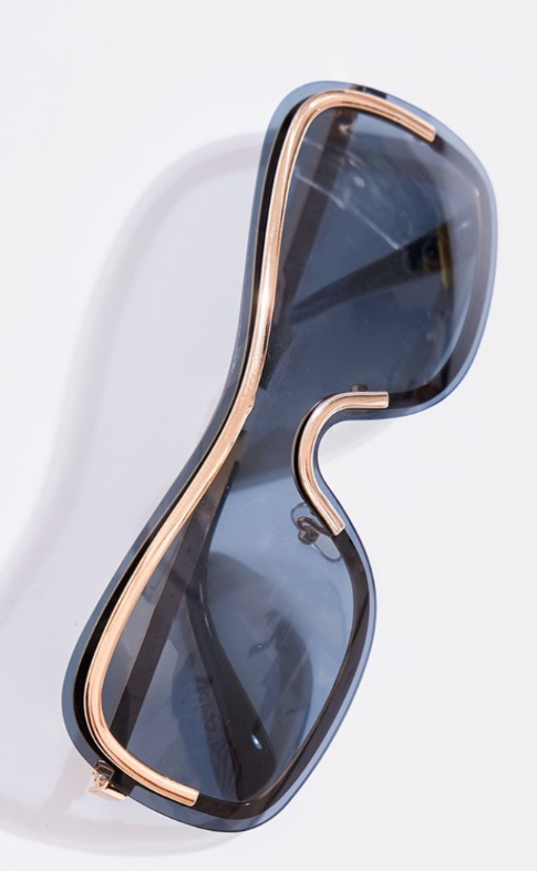 Gold Metal Detailing Visor Sunglasses