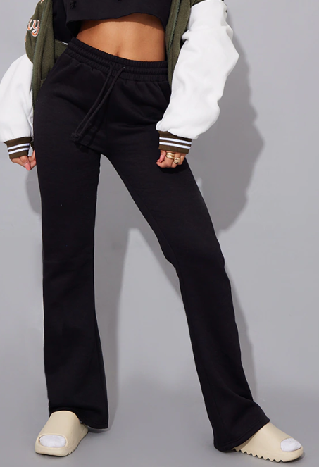 Black High Waisted Flared Leg Sweatpant