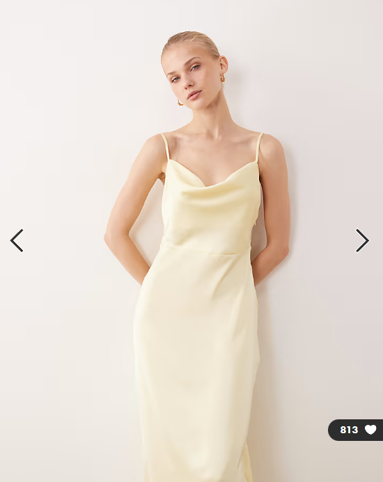 VILA satin cowl neck maxi dress in pastel yellow